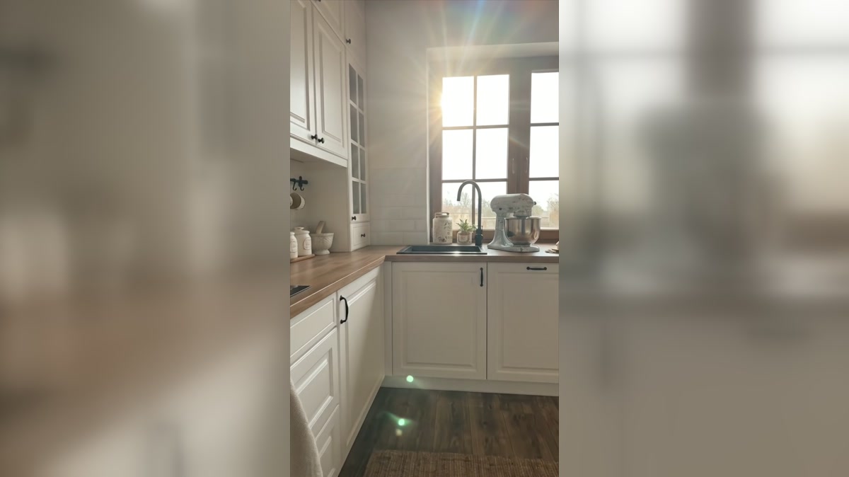 Dark sink and tall faucet beneath a bright kitchen window