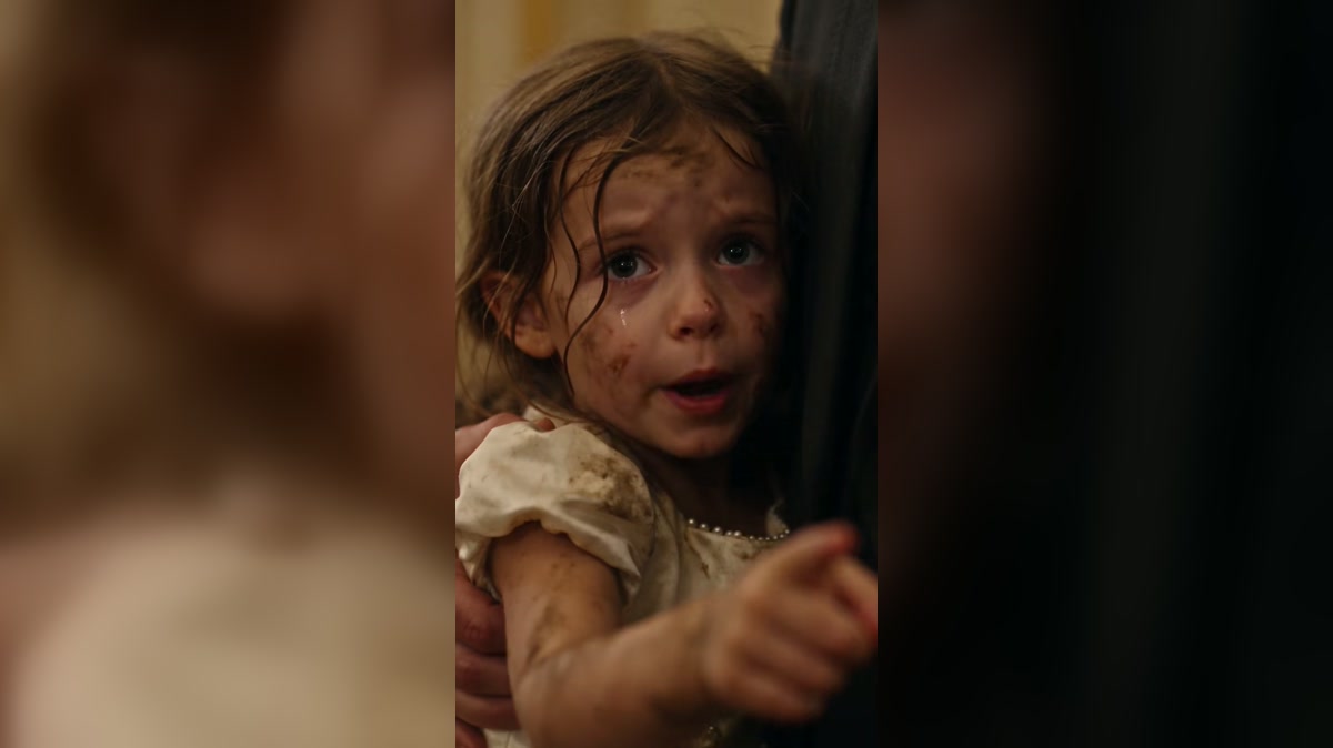 A hotel gathering reacts after a child is brought to safety