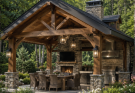 A Timber-and-Stone Pergola Designed for Outdoor Dining and Garden Living